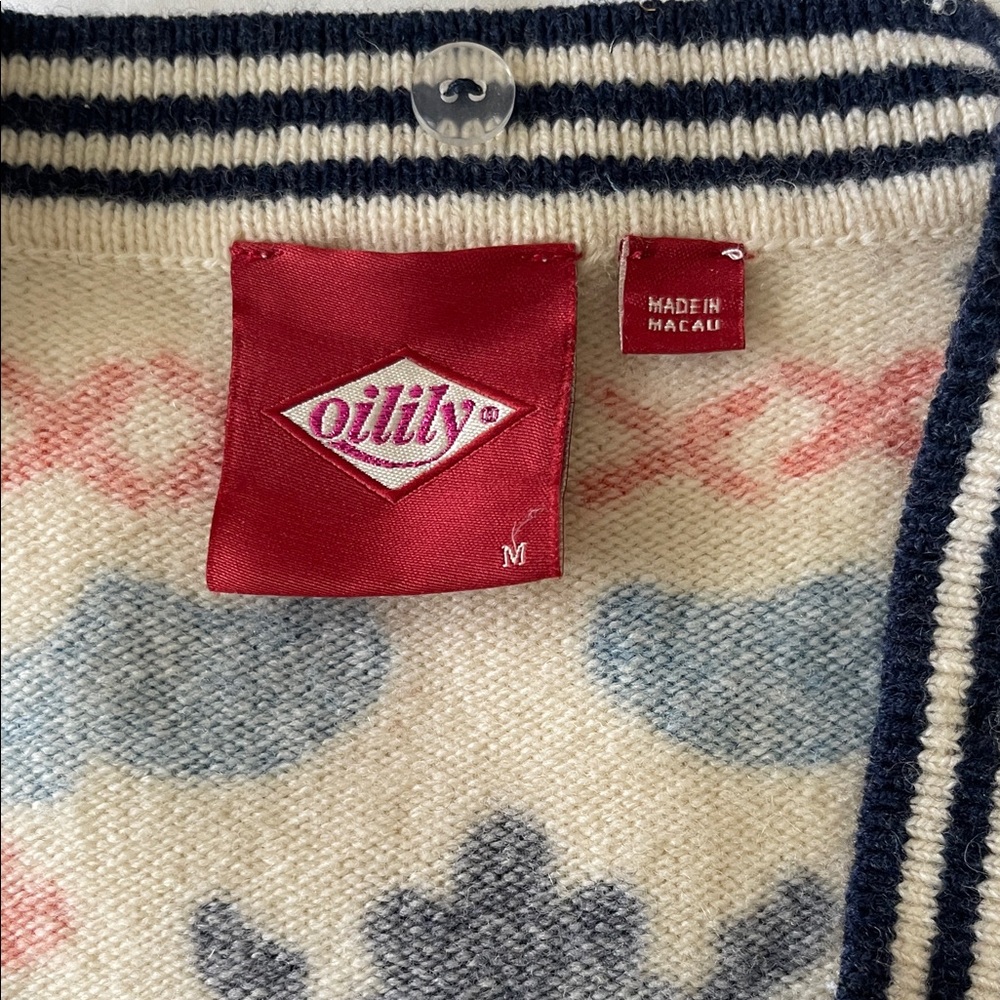 Oilily Cream and Blue Patterned Cardigan - Picture 12 of 13